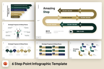 6 step point Infographic PowerPoint Template